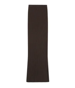 Cotton Cashmere Ribbed Skirt In Chocolate