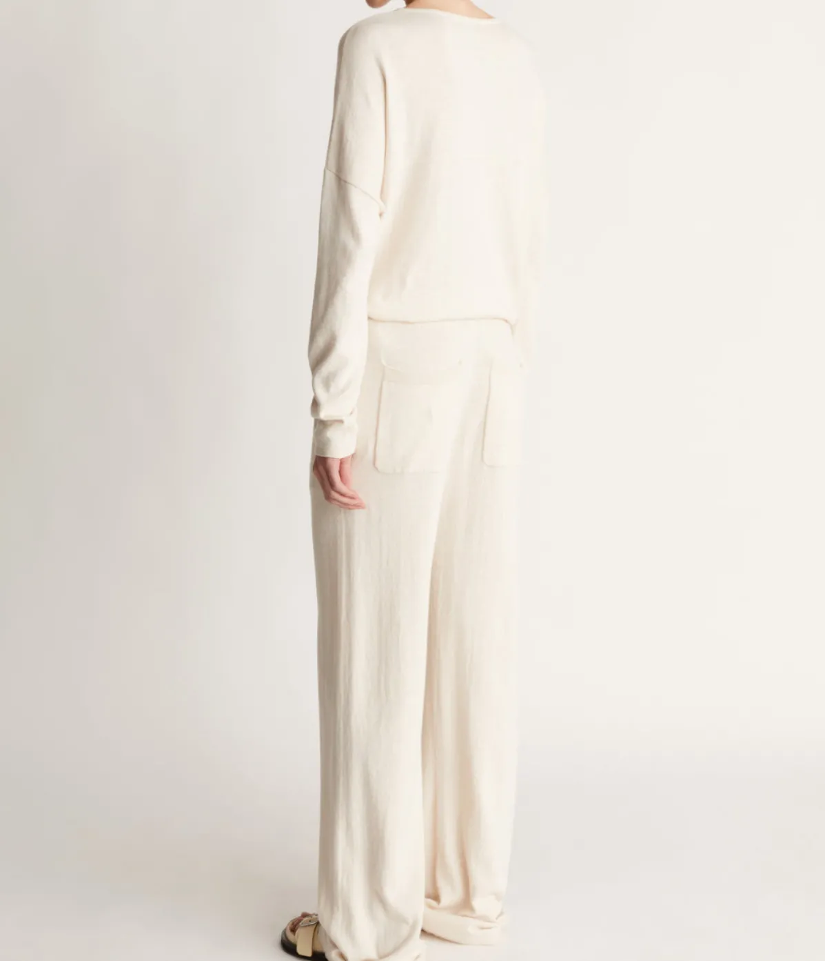 Cotton Cashmere Wide Leg Pant Oat Neutral