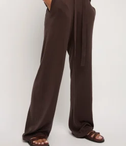 Cotton Cashmere Wide Leg Pant In Chocolate
