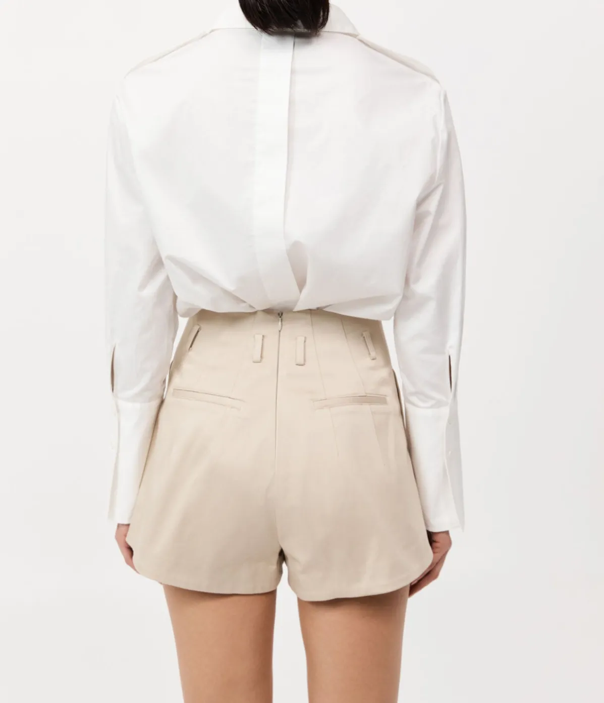 Cotton Paperbag Waist Shorts In Champagne