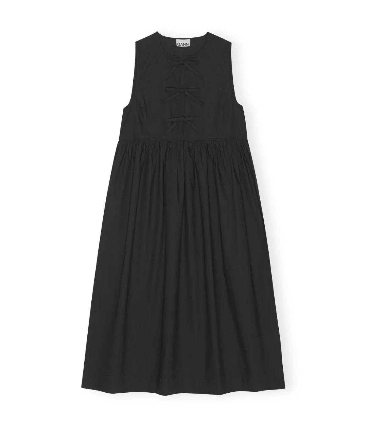 Cotton Poplin Midi Dress In Black