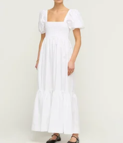 Cotton Poplin Smock Dress In Bright White