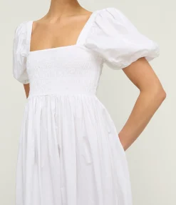 Cotton Poplin Smock Dress In Bright White
