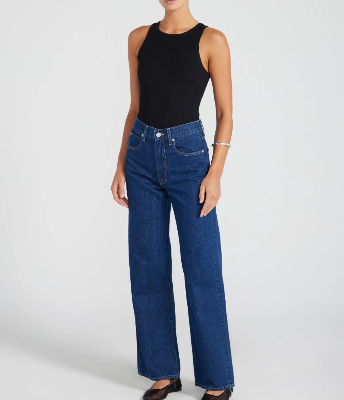 Cotton Ribbed Tank Top In Black