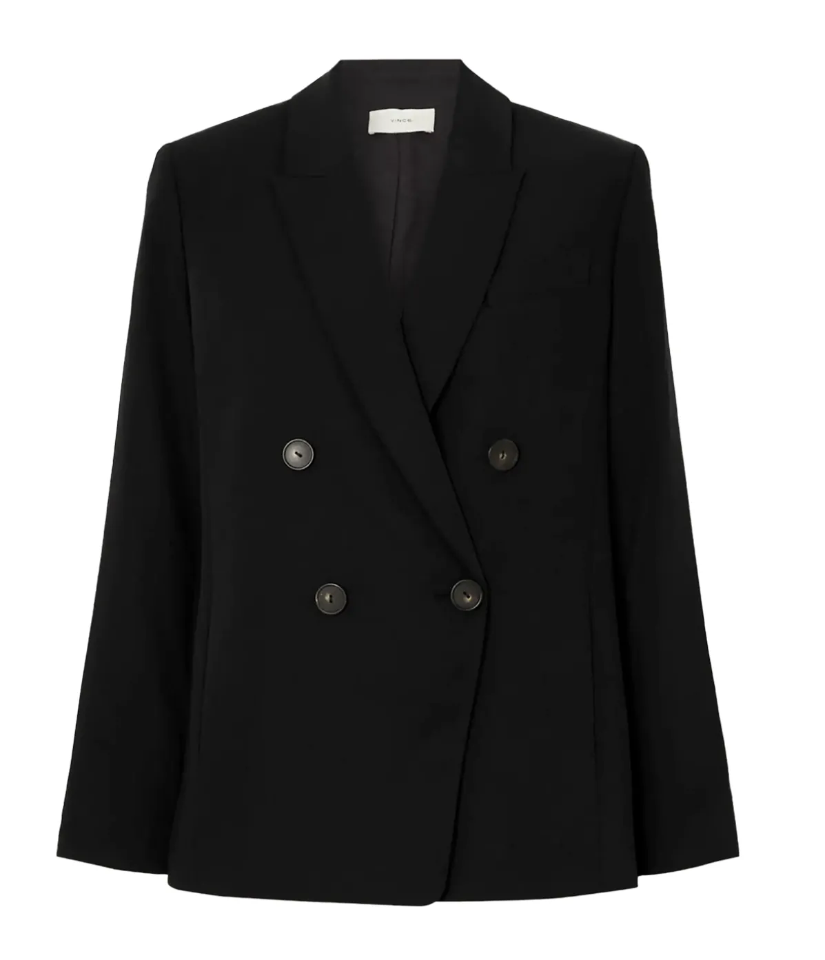 Crepe Double Breasted Blazer In Black