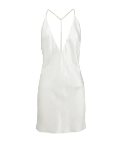Deep V-Neckline Mini Dress In White