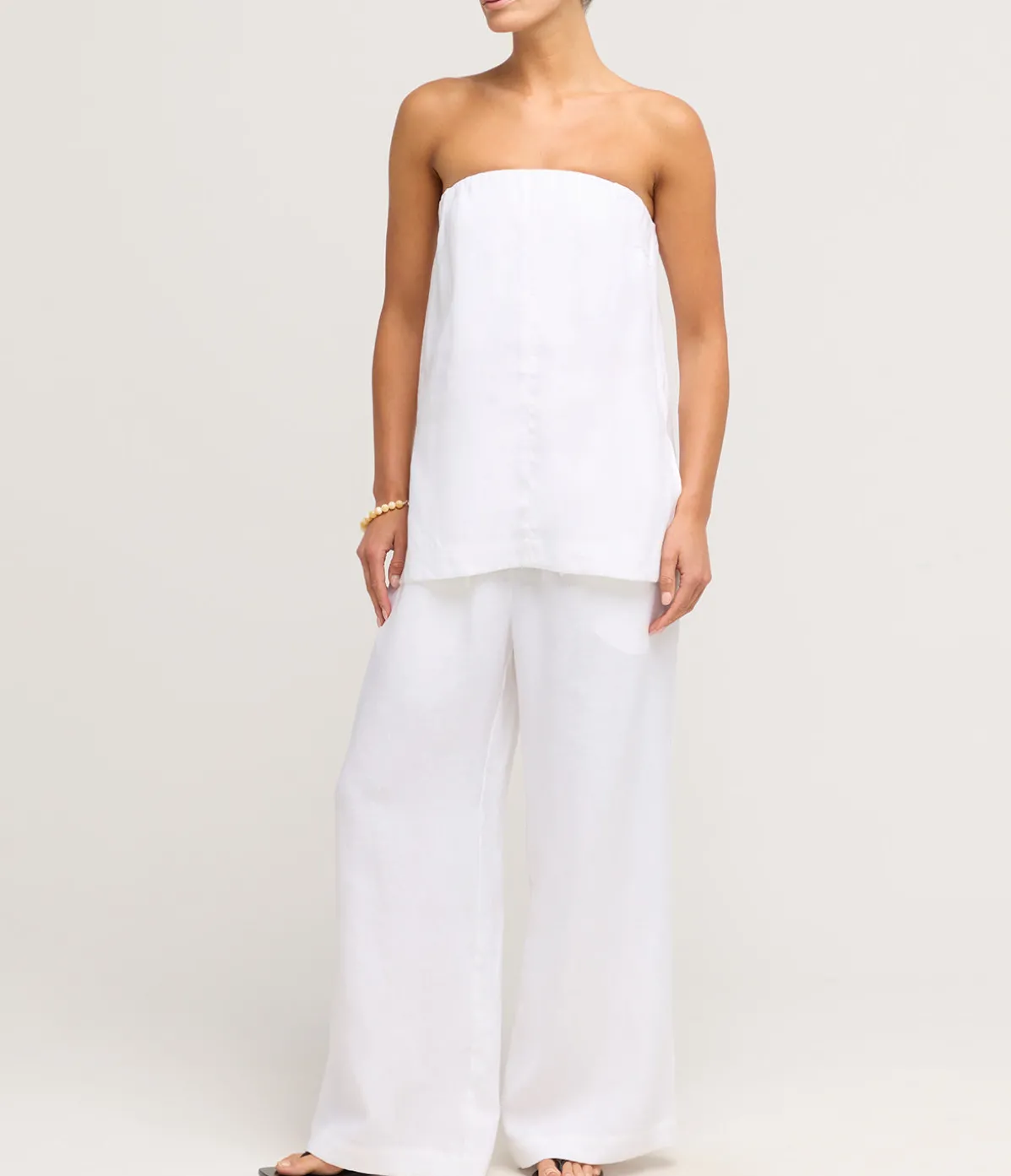 Delphi Organic Linen Drawstring Pant In White