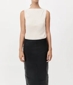 Draped Cowl Top In Dove