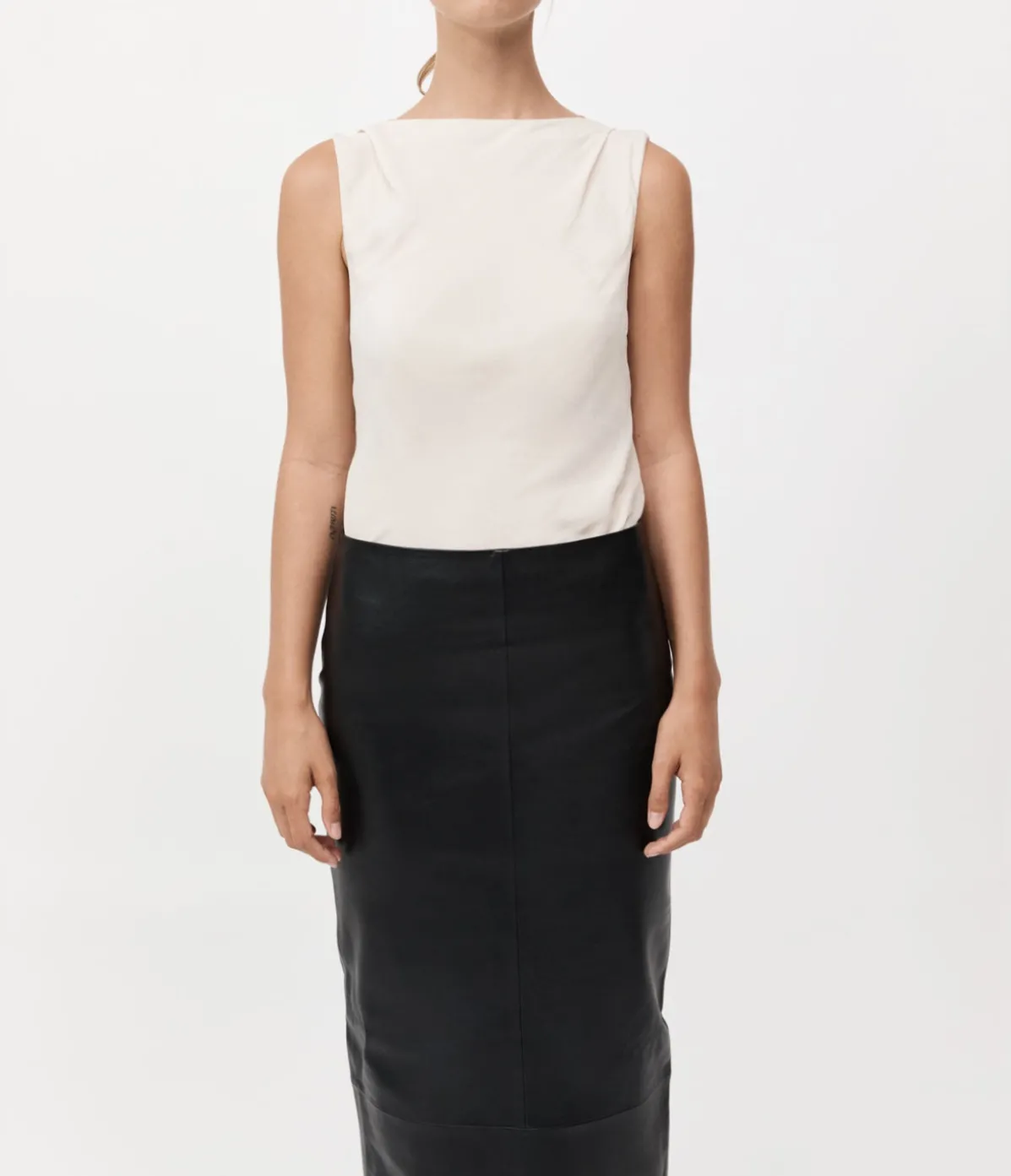 Draped Cowl Top In Dove