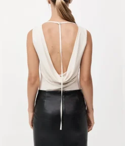 Draped Cowl Top In Dove