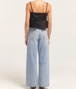 Duchesse Satin Top In Black