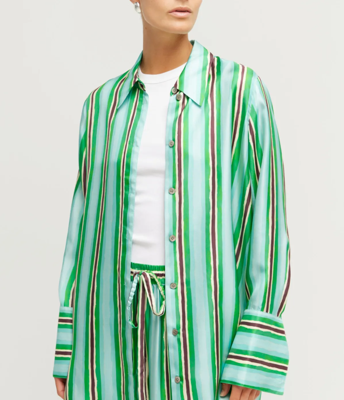 Ellie Long Sleeve Shirt In Aqua