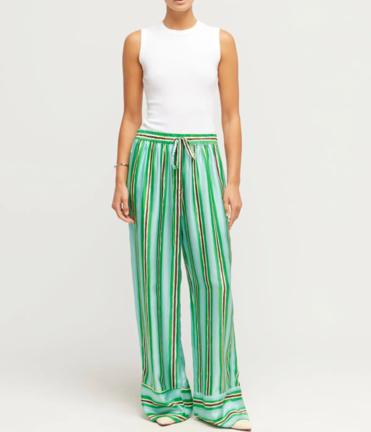 Ellie Tie Waist Pant In Aqua