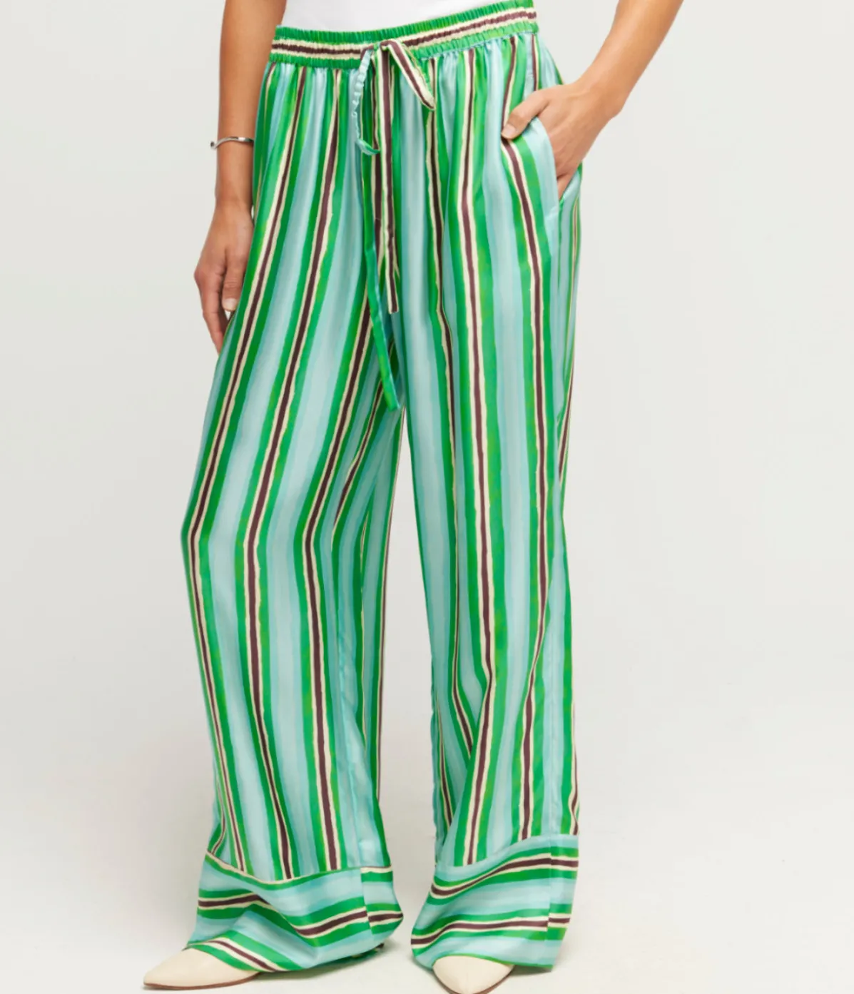 Ellie Tie Waist Pant In Aqua