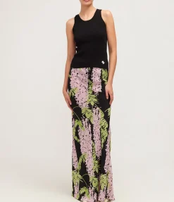 Emily Bias Cut Maxi Skirt In Wisteria