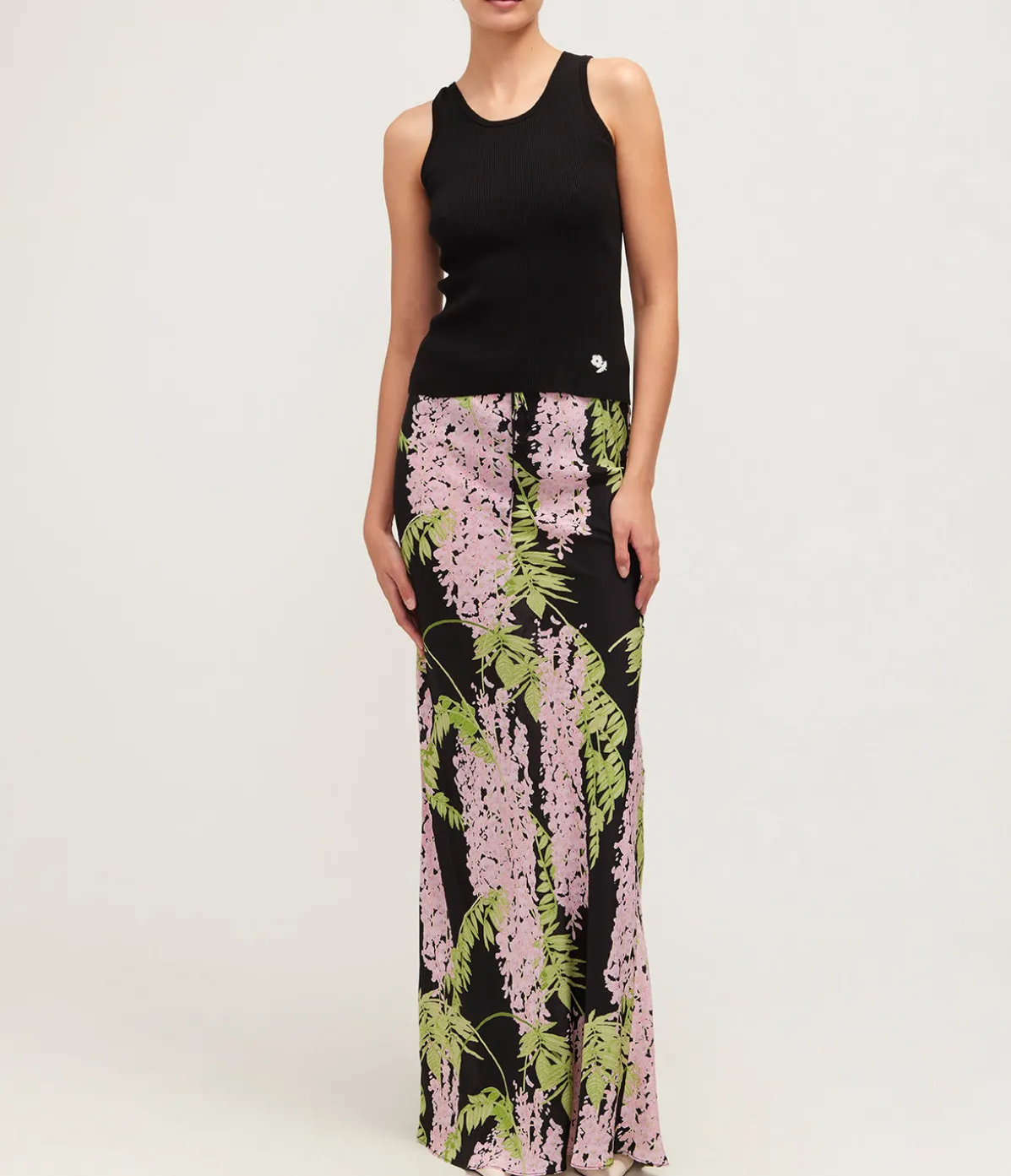 Emily Bias Cut Maxi Skirt In Wisteria