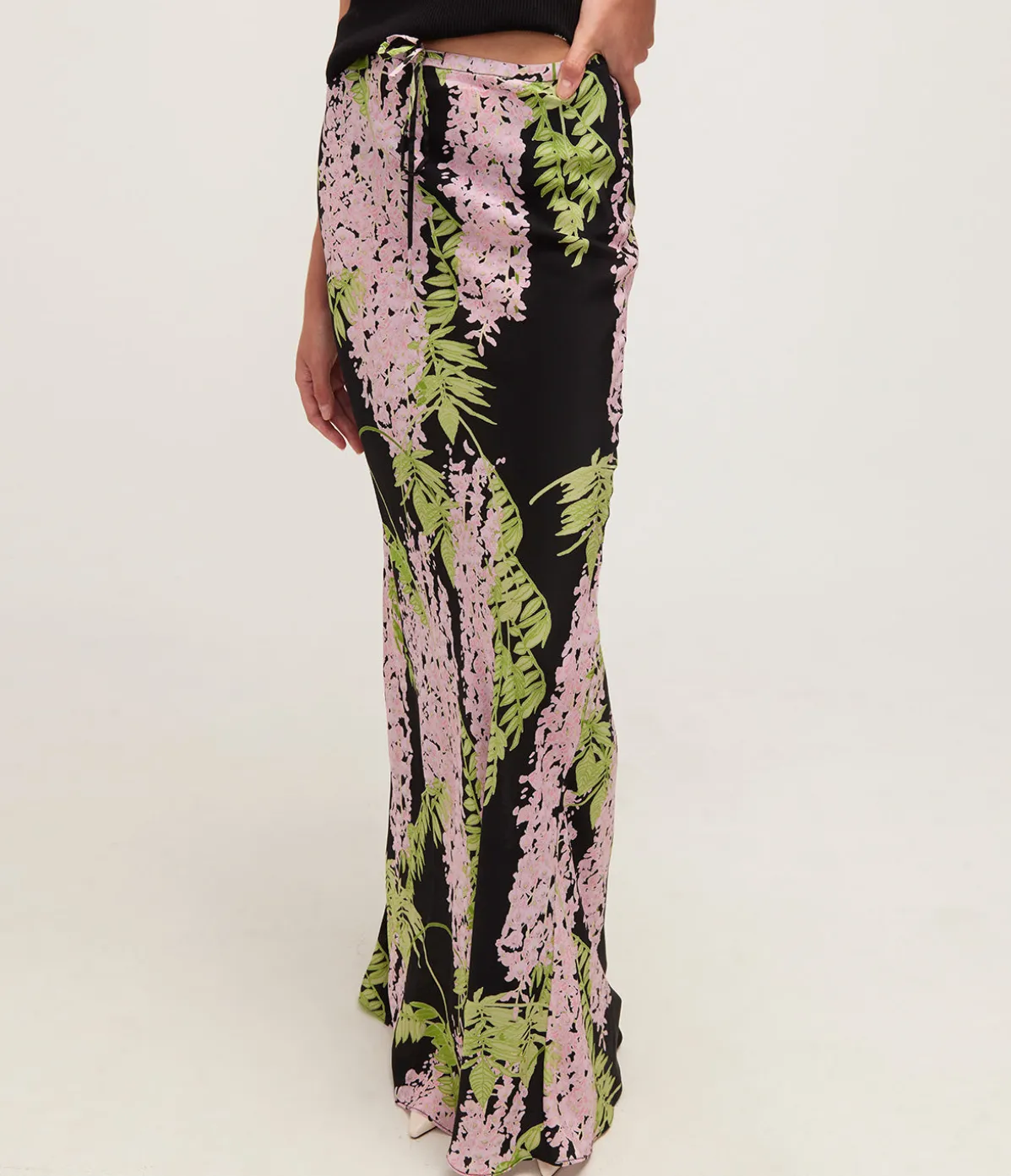 Emily Bias Cut Maxi Skirt In Wisteria