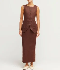 Emma Pencil Skirt In Chocolate