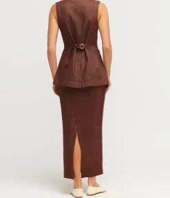 Emma Pencil Skirt In Chocolate