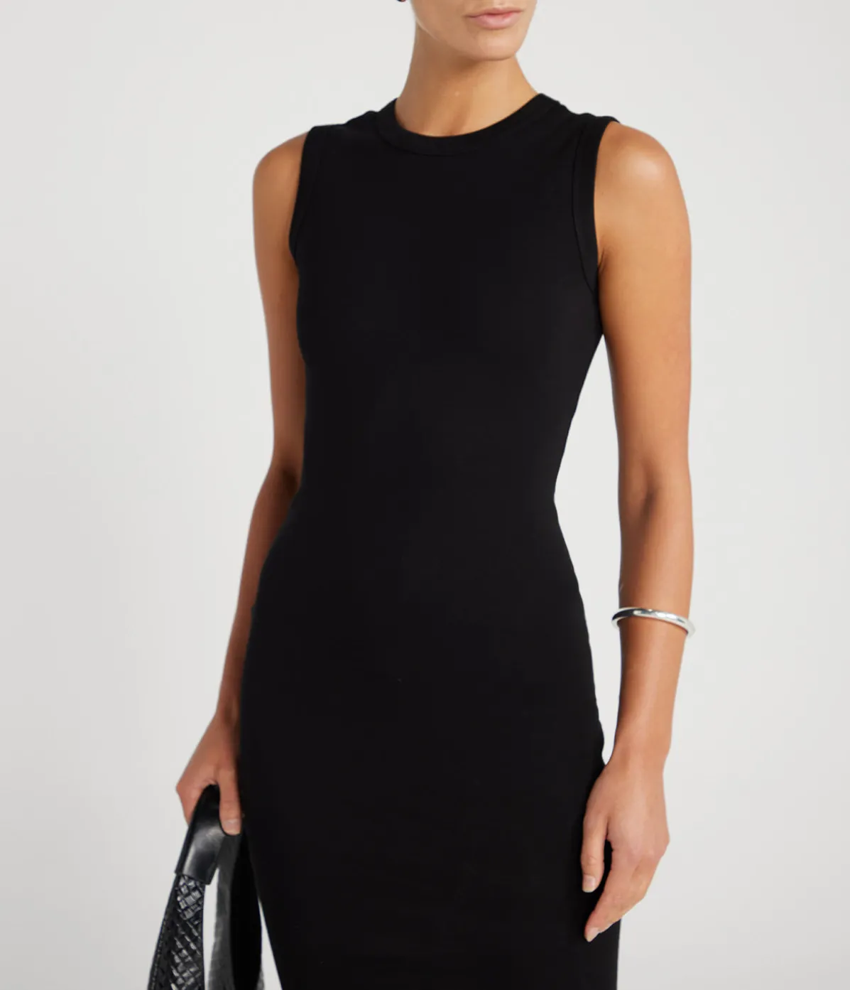Esme High Neck Midi Dress In Black