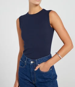 Esme High Neck Tank In Navy