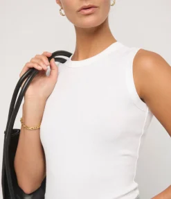 Esme High Neck Tank In White