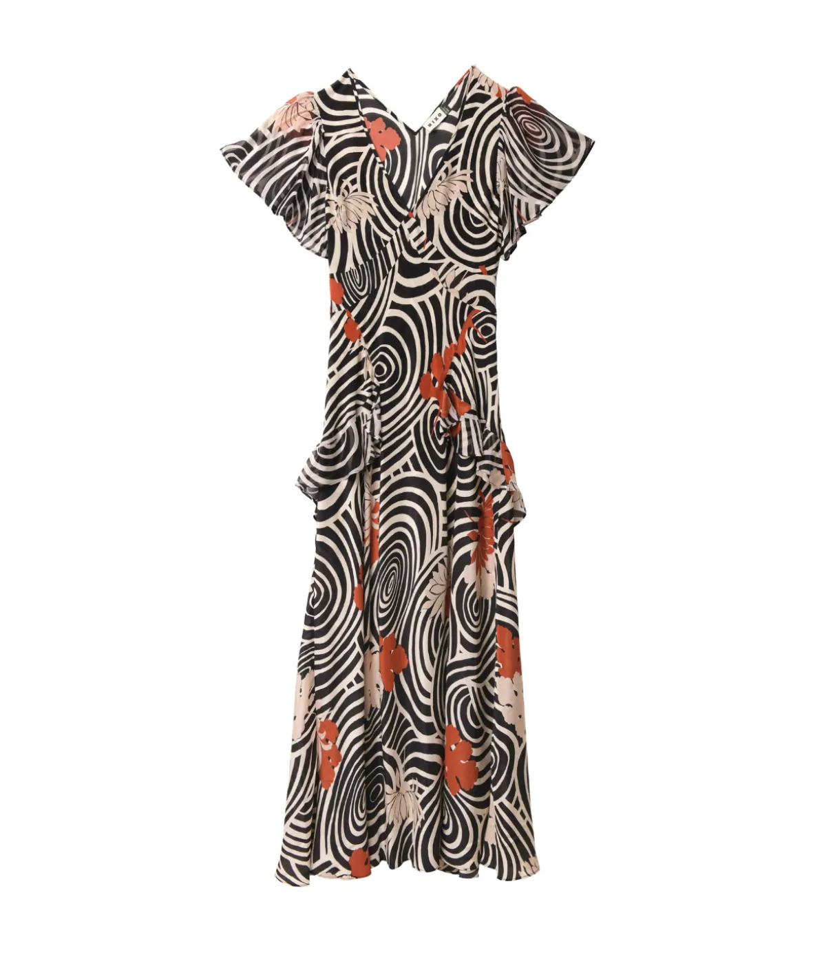 Evie Midi Dress In Black Swirl Daisy
