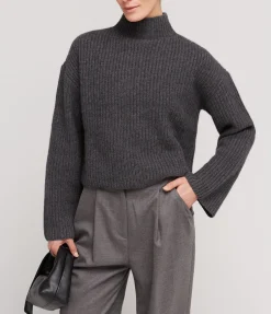 Faro Funnel Neck Sweater In Anthracite Melange