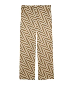 Fiji Silk Blend Trouser In Sand Wave Stripe
