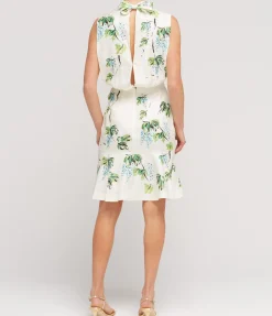 Fleur Silk Short Dress In Blueberry Placement