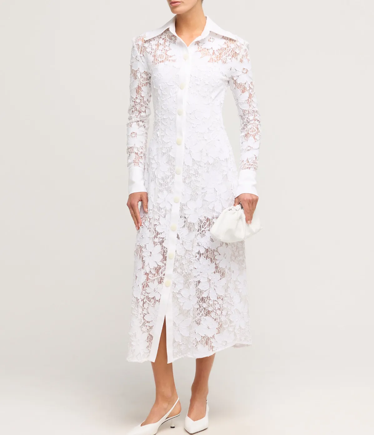 Floral Appliqué Maxi Dress In White