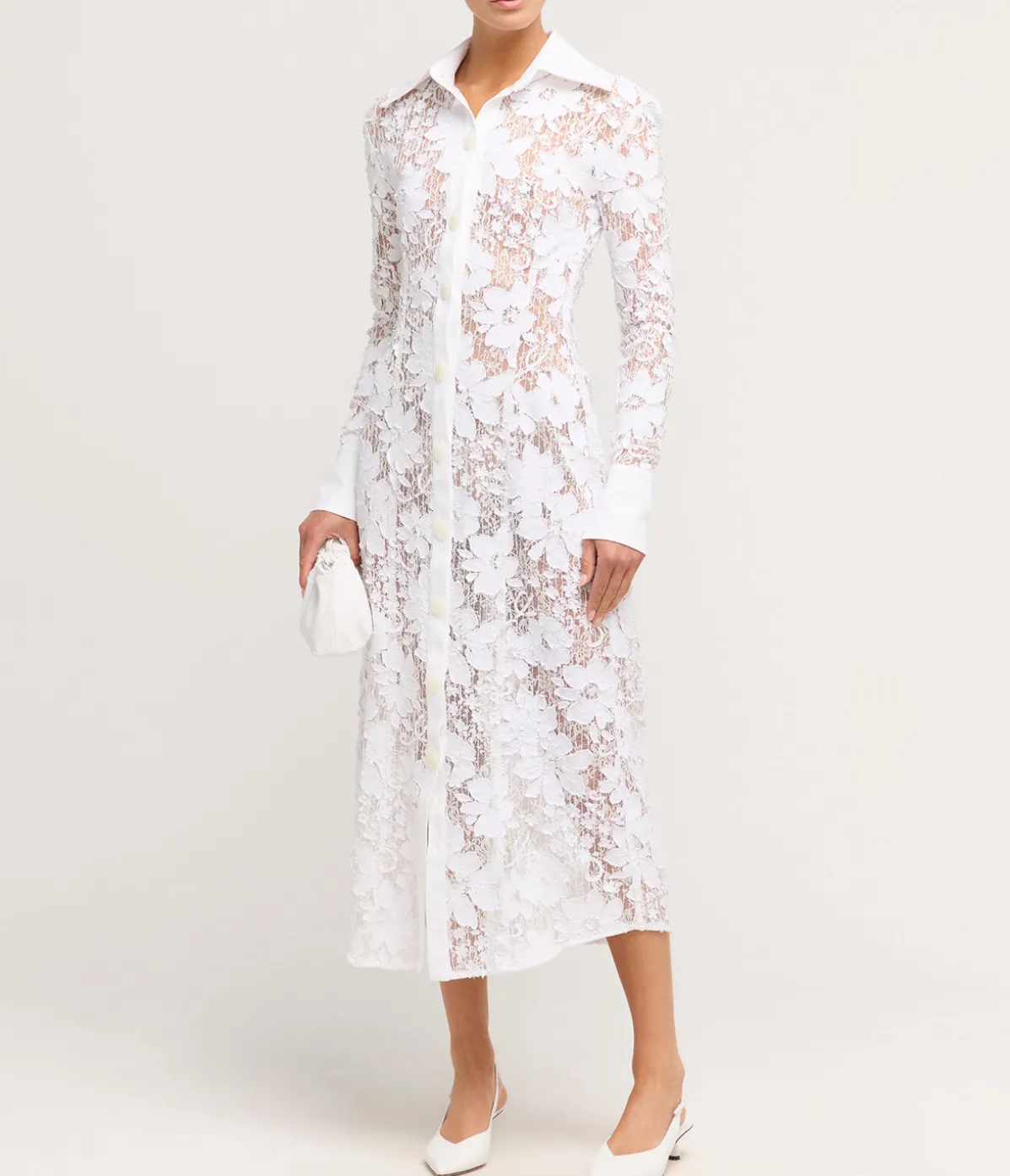Floral Appliqué Maxi Dress In White