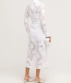 Floral Appliqué Maxi Dress In White