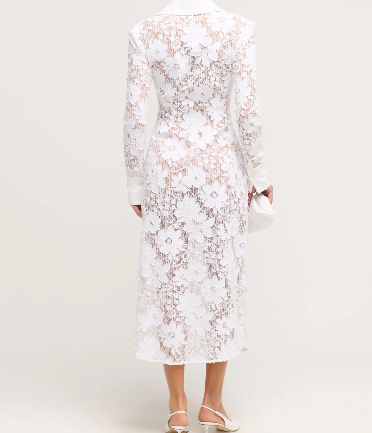 Floral Appliqué Maxi Dress In White