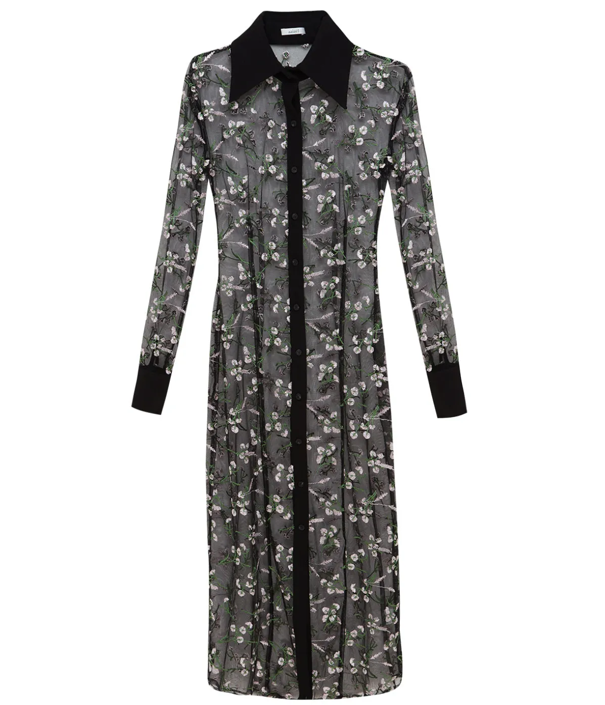 Floral Embroidered Lace Maxi Dress In Black