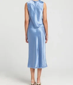 Fray Edge Bias Skirt In Azure Gem