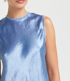Fray Edge Shell Top In Azure Gem