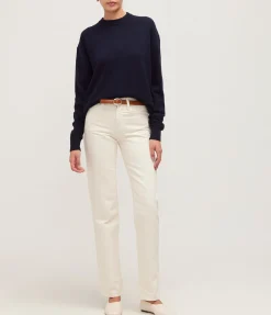 FWF Boyfriend Cashmere Crew Knit In Ink Navy
