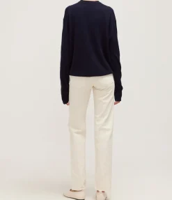FWF Boyfriend Cashmere Crew Knit In Ink Navy