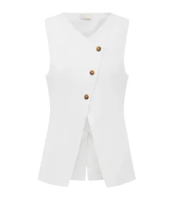 Gigi Asymmetric Gillet In Ivory