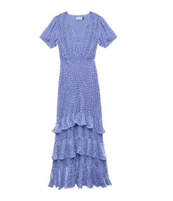 Gilly Tiered Dress In Slate Blue