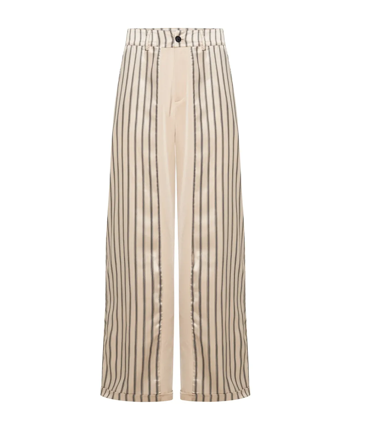 Gio Triple Stripe Tailored Silk Pants In Black And Ecru