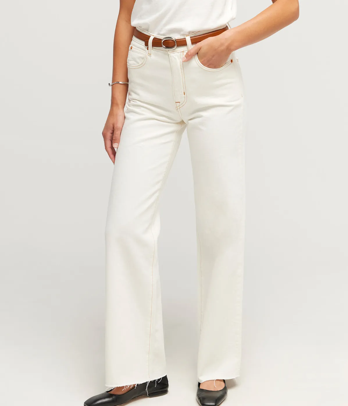 Grace High Rise Wide Leg In Natural White