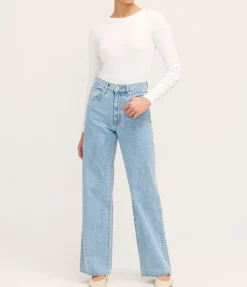 Grace High Rise Wide Leg Jean In Powder Blue
