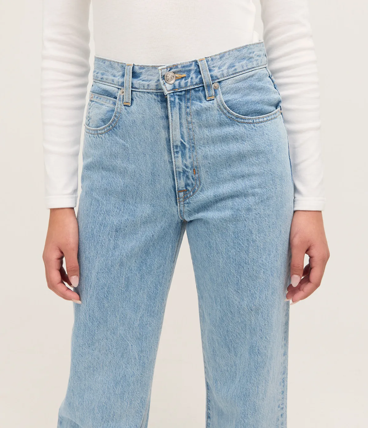 Grace High Rise Wide Leg Jean In Powder Blue