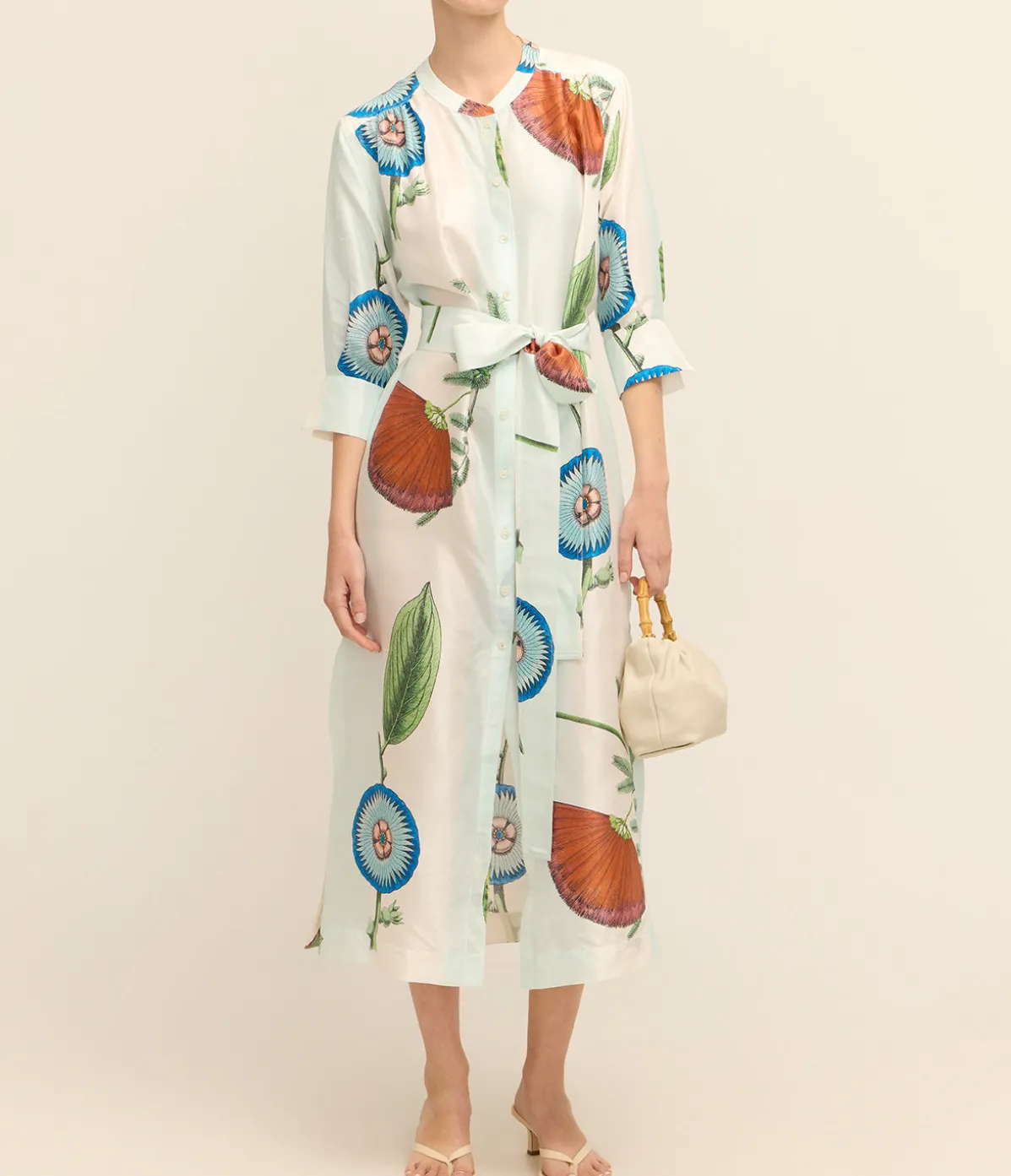Grand Floral Column Dress In Multi
