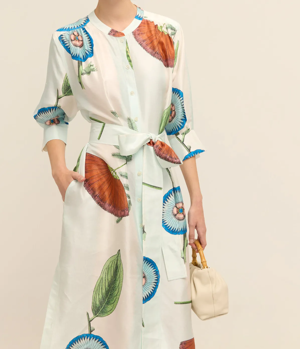 Grand Floral Column Dress In Multi