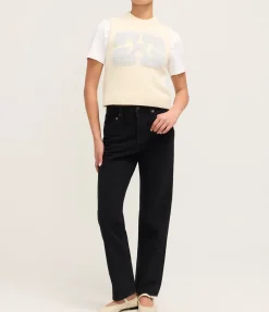 Graphic Wool Vest In Egret