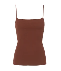 Gwyn Square Neck Tank Top In Milk Chocolate