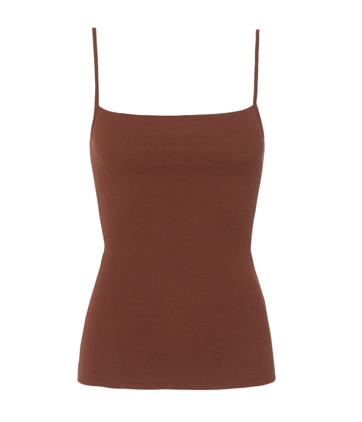Gwyn Square Neck Tank Top In Milk Chocolate